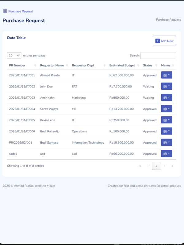 P2p - order table