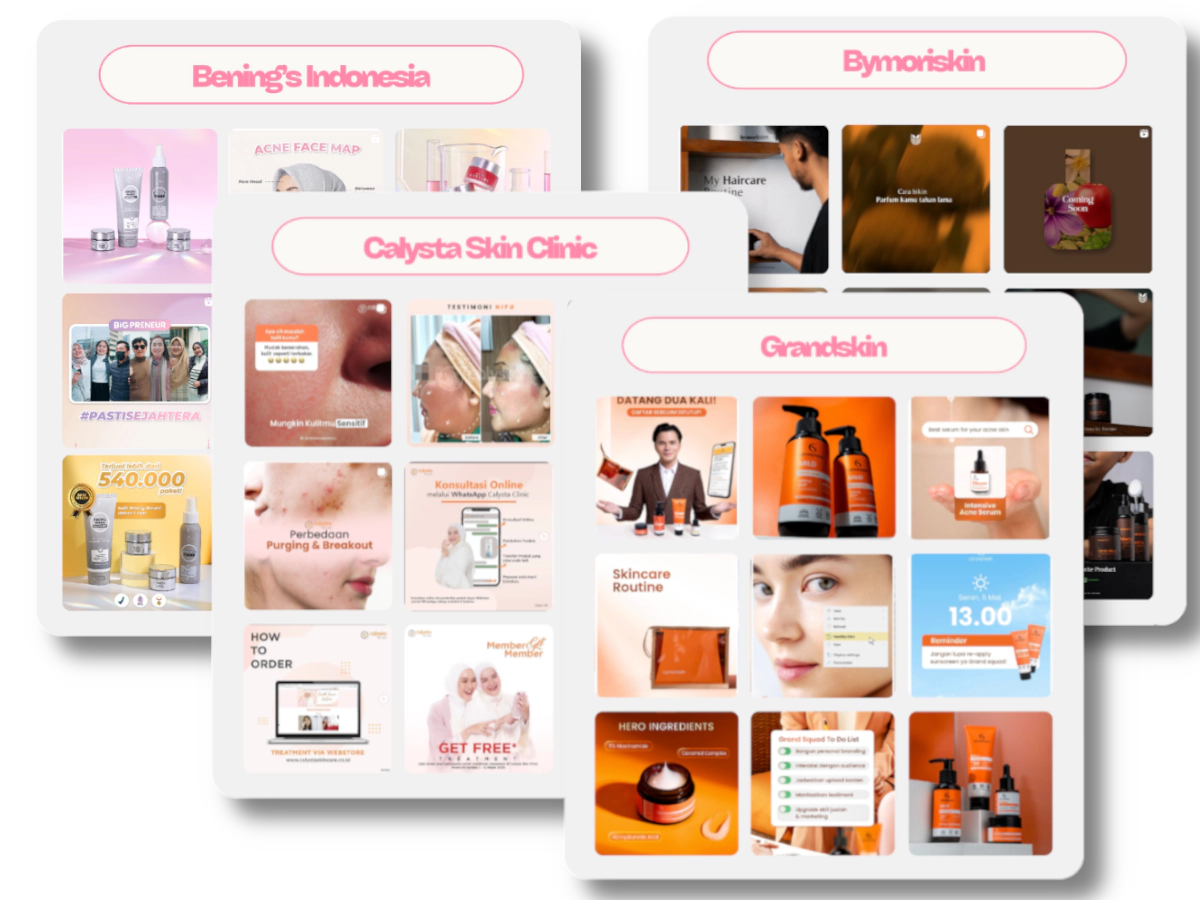 Grandskin, Bymoriskin, Bening's Indonesia, Calysta Skin Clinic, Social Media Manager